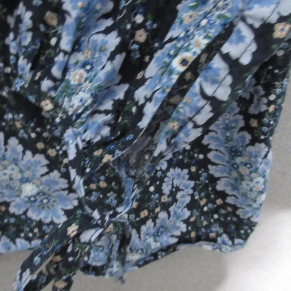 J Crew Collection Top Small Blue Ratti Pacific Paisley Button Up Tie Sleeve Boho